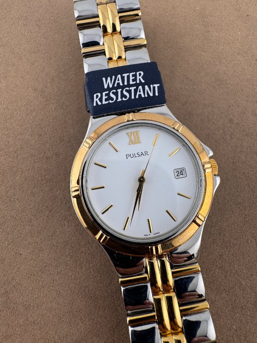 Vintage Pulsar V732 Gold and Stainless Steel Roman Numerals